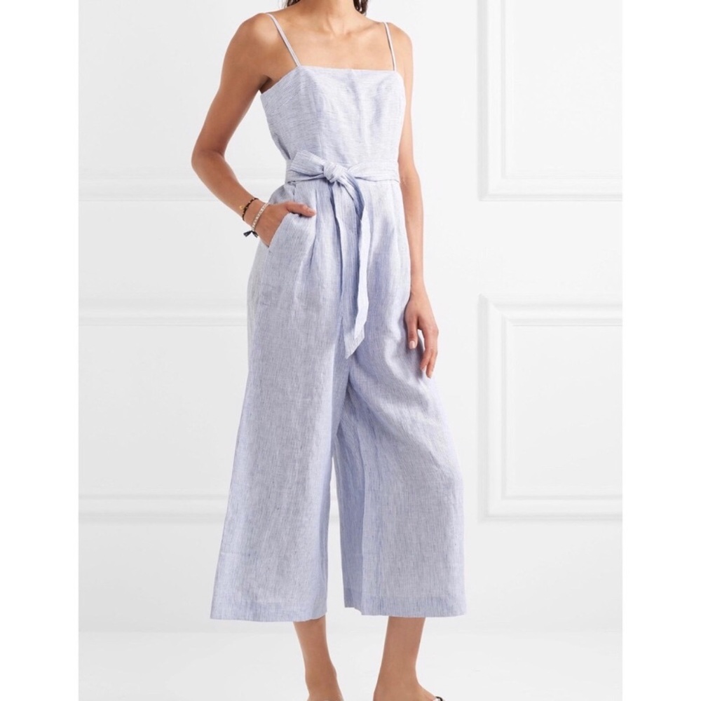 Striped linen JCrew jumpsuit